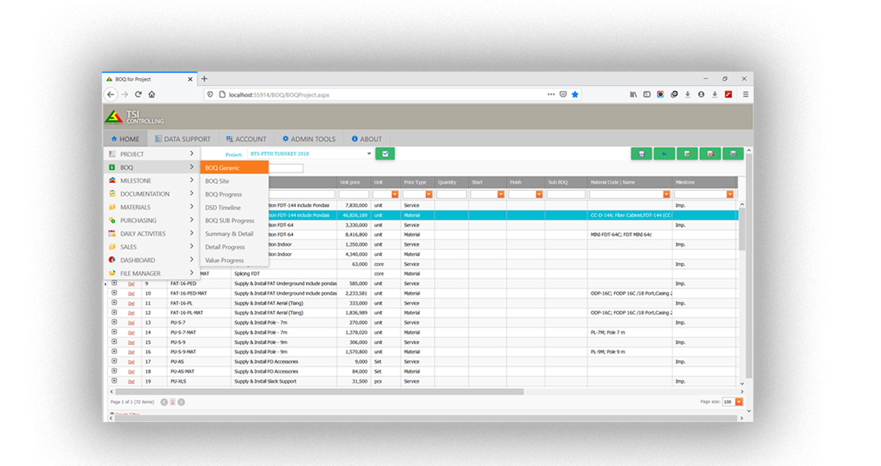 Project Controller Web App | Bill Of Quantity